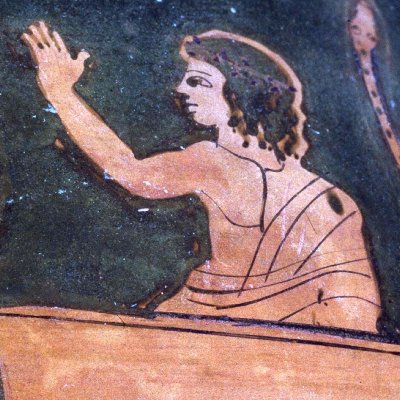 Athéna et Erichthonios (Pélikè à fig. rouges) - Peintre d’Erichthonios