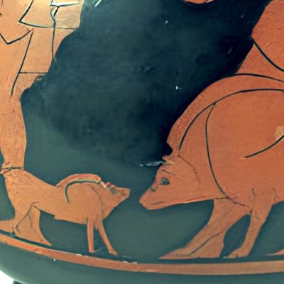Rerouvailles d’Ulysse et d’Eumée ? (Pélikè à fig. rouges) - Peintre du Cochon