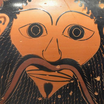 Amphore avec un masque rituel de Dionysos - Peintre d’Antiménès