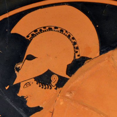 La mort de Patrocle (Kylix attique à fig. rouges) - Peintre d’Oltos