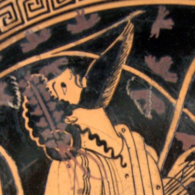 Dionysos et satyres (Kylix attique à fig. rouges) - Peintre de Brygos