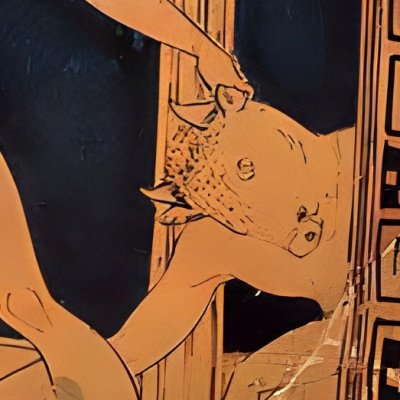 Thésée sortant le Minotaure du labyrinthe (Kylix d’Aison à fig rouges) - Douris?