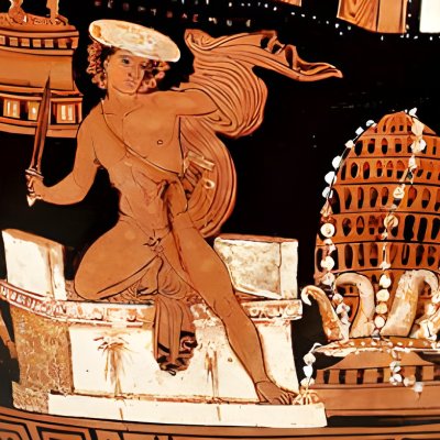 Néoptolème et Oreste à Delphes - Peintre de Lycurgue
