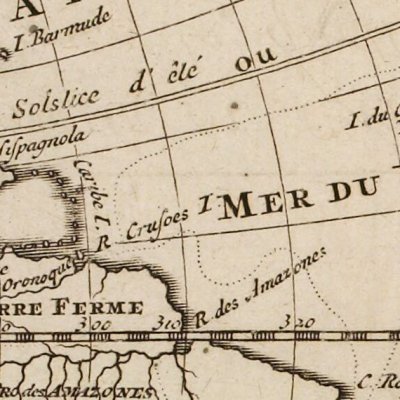 Mappe-monde ou Carte générale de la Terre (Robinson Crusoe, trad. fr., Amsterdam, Chatelain 1727)