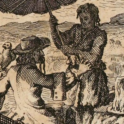 Retour de Robinson dans son île (Robinson Crusoe, trad. fr., Amsterdam, Chatelain 1726)