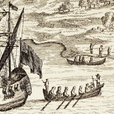 Massacre & incendie de 2 villages à Madagascar (Robinson Crusoe, Londres 1722)