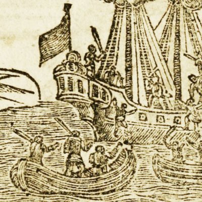 Le vaisseau est repris aux pirates (Robinson Crusoe abrégé, Londres 1752)