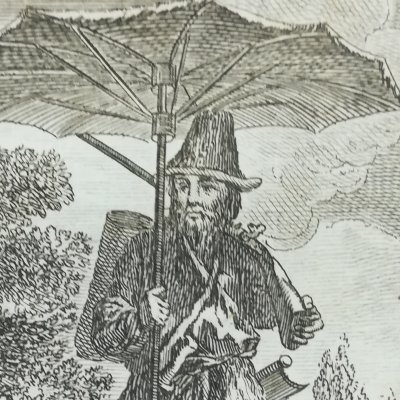 Frontispice (Robinson Crusoe, trad. française, Amsterdam, Châtelain, 1768)