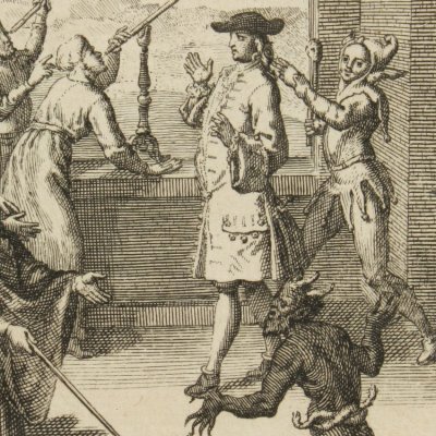 M. Oufle entouré des créatures de son imagination (M. Oufle, 1710) - Crespy