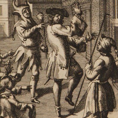 M. Oufle danse devant un serrurier (M. Oufle, 1710) - Crespy