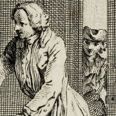George, épié par Western, sert un poulet à Sophie (Tom Jones, 1750) - Gravelot