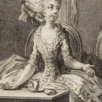 Ursule introduces herself to Mme Parangon (Paysan perverti, Esprit 1782, fig10) - Binet