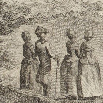 Edmond at Mme Parangon's feet (Paysan perverti, Esprit 1782, fig18) - Binet