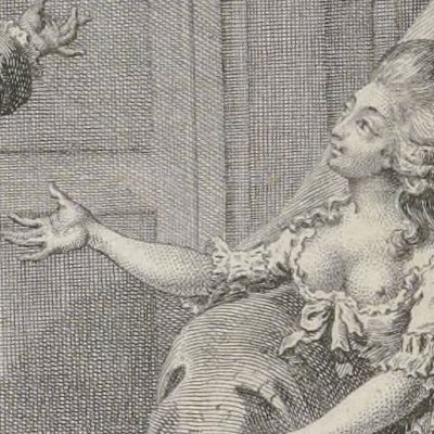 Edmond's reproaches to the Marquise (Paysan perverti, Esprit 1782, fig42) - Binet