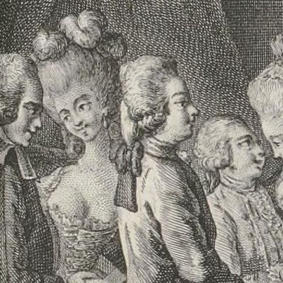 Edmond souteneur avec ses clients (Paysan perverti,  Esprit 1782, fig48) - Binet