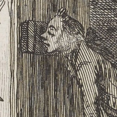Biondetta improvise au clavecin (Le diable amoureux, 1772) - Moreau > Marillier