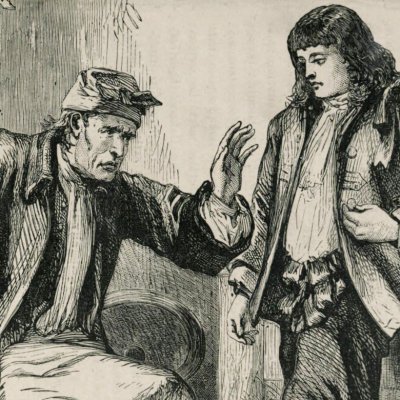 Robinson Crusoé admonesté par son père (Robinson Crusoe, Londres, 1863)