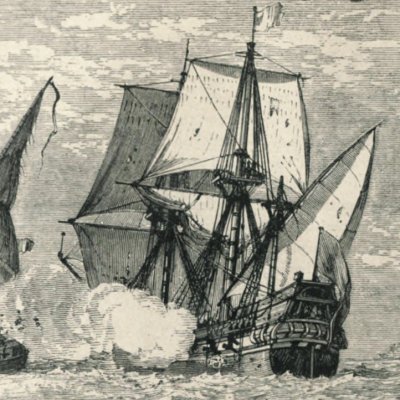 Attaque des corsaires de Salé (Robinson Crusoe, Londres, 1863)