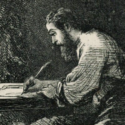 Robinson écrit son journal (Robinson Crusoe, Londres, 1863)