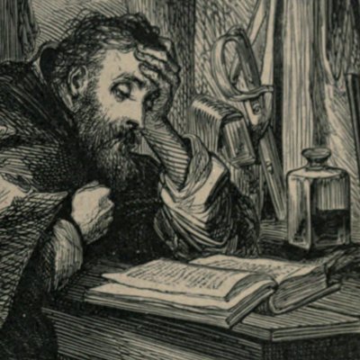 Robinson malade lit la bible (Robinson Crusoe, Londres, 1863)