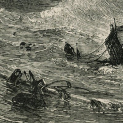 Naufrage près d’une île déserte (Robinson Crusoe, Londres, 1863)