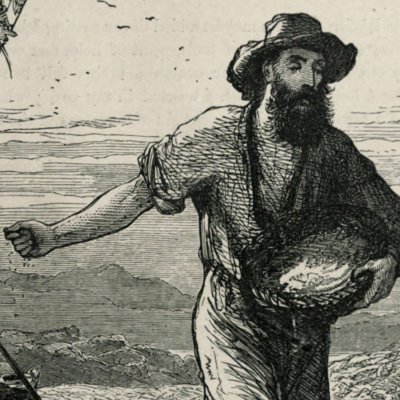 Robinson sème le blé (Robinson Crusoe, Londres, 1863)