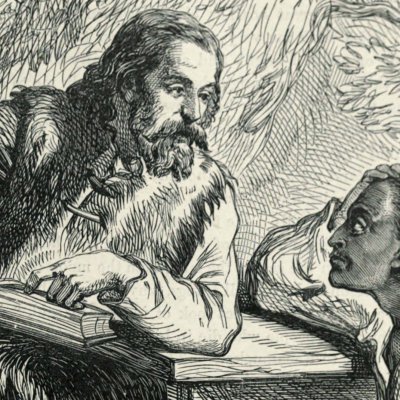 Robinson instruit Vendredi (Robinson Crusoe, Londres, 1863)