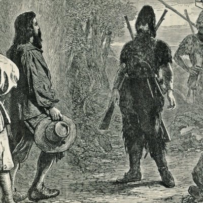 Robinson se présente devant le capitaine anglais (Robinson Crusoe, Londres, 1863