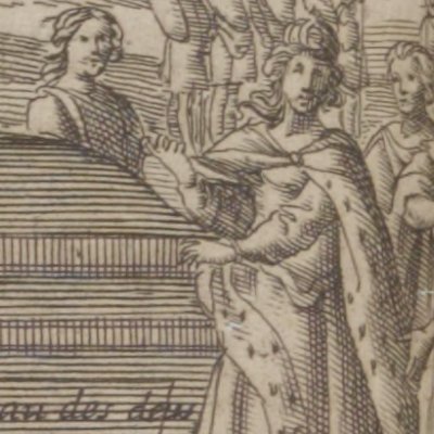Bellaris aux pieds du roi Gondebaud (L’Astrée 1633, III, 8)