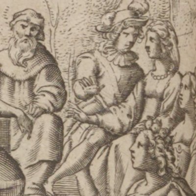 Jugement de Phillis et de Sylvandre, présidé par Diane (L’Astrée 1633, III, 9)