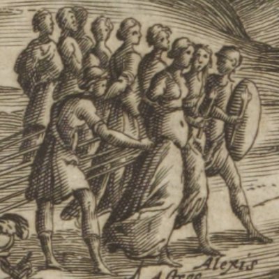 Bouclier humain devant l’armée de Polémas (L’Astrée 1633, IV, 12)