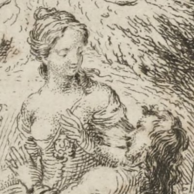 Célion & Bellinde à la fontaine des sycomores (L’Astrée, 1733, I, 10) - Gravelot