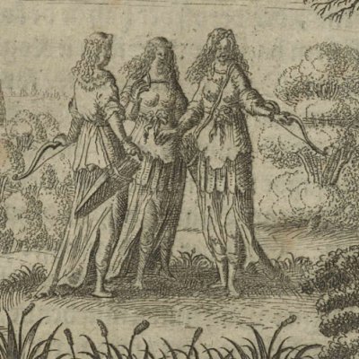 Les trois nymphes & Céladon noyé (Dend hyrdinde Astrea, I, 1, 1645) - Petersen