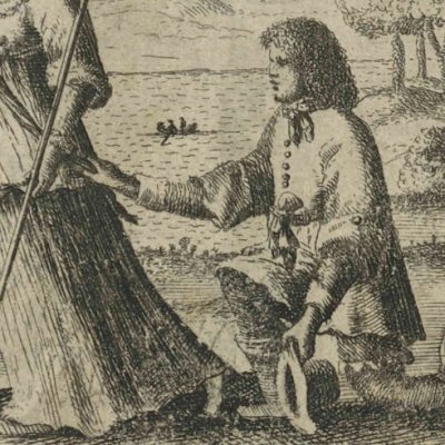 Céladon cherche à retenir Astrée (dend hyrdinde Astrea, I, 1, 1645) - Petersen
