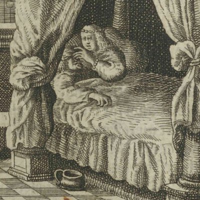 Alcippe au lit avec sa maîtresse (Dend hyrdinde Astrea, I, 2, 1646)