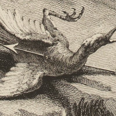 L’oiseau blessé d’une flèche (La Fontaine, Desaint et Saillant, 1755) - Oudry