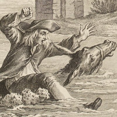 L’âne chargé d’éponges & l’âne chargé de sel (La Fontaine D&Saill. 1755) - Oudry