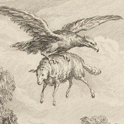 Le corbeau voulant imiter l’aigle (La Fontaine, Desaint&Saillant, 1755) - Oudry