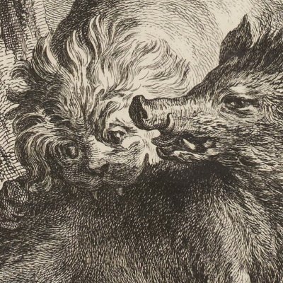 Le lion et l’âne chassans (La Fontaine, Desaint et Saillant, 1755) - Oudry