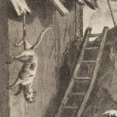 Le chat et un vieux rat (La Fontaine, Desaint et Saillant, 1755) - Oudry