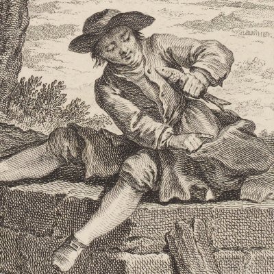 Le petit poisson et le pêcheur (La Fontaine, Desaint et Saillant, 1755) - Oudry