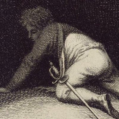 Niels vaincu se jette dans une caverne (N. Klims underjordiske reise, 15, 1789)