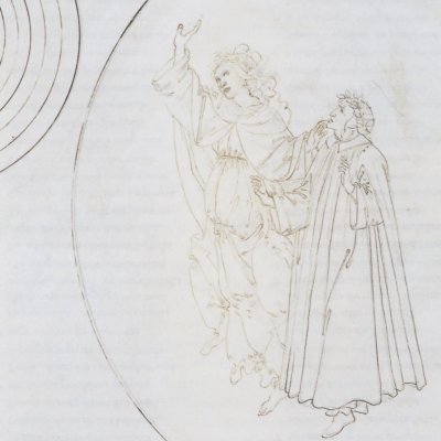 Béatrice explique à Dante les taches de la Lune (Dante Paradis ch2) - Botticelli