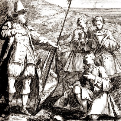 Rencontre du premier insulaire (Les Femmes militaires, 1735)