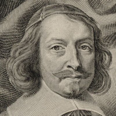 Portrait du cardinal Mazarin en pied assis dans un fauteuil - Michel Lasne