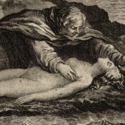 Mélidore recueille Phrosine noyée (Phrosine et Mélidore, 1772, chant IV) - Baquoy d’après Eisen