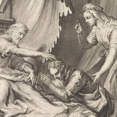 Isaac bénit Jacob (Figures de la Bible, 1728) - Jacob de Later d'après Gerard Hoet