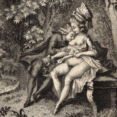 Thérèse épie Mme C… et l’abbé T… au jardin (Thérèse philosophe, Londres, 1782)
