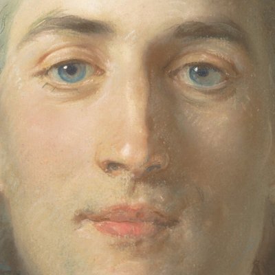 Jeune homme aux roses à l’œillère, p-ê Olivier Journu - Perronneau
