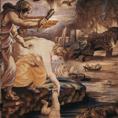 Thétis plonge Achille dans le Styx pour le rendre invulnérable - > Rubens
